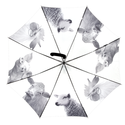 Paraguas Animales de Granja Blanco y Negro